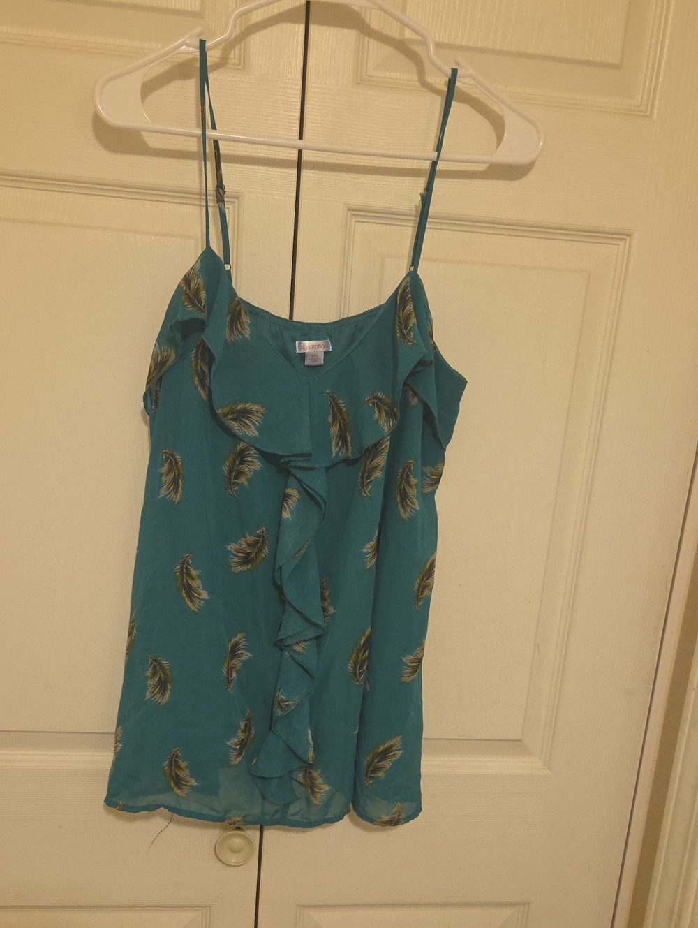 Xhilaration Teal Feather Ruffle Cami